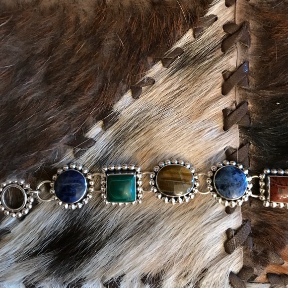 VINTAGE SS TAXCO GEMSTONE BRACELET - Picture 3 of 4